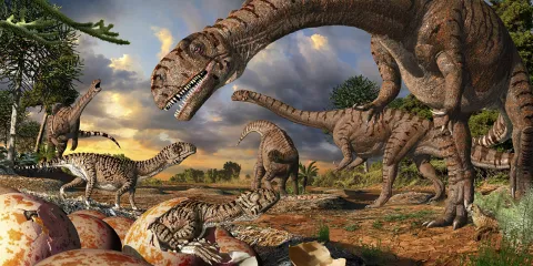 ROM image: Massospondylus mural by Julius Csotonyi.
