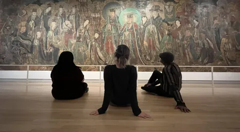 Looking at the mural in the ROM's Bishop White Gallery