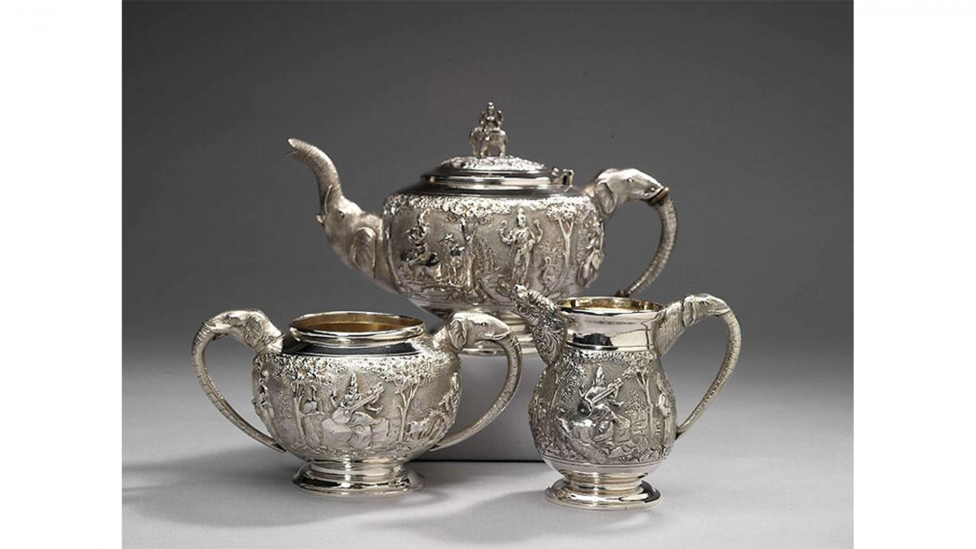 Anglo-Indian Silver Teaset.