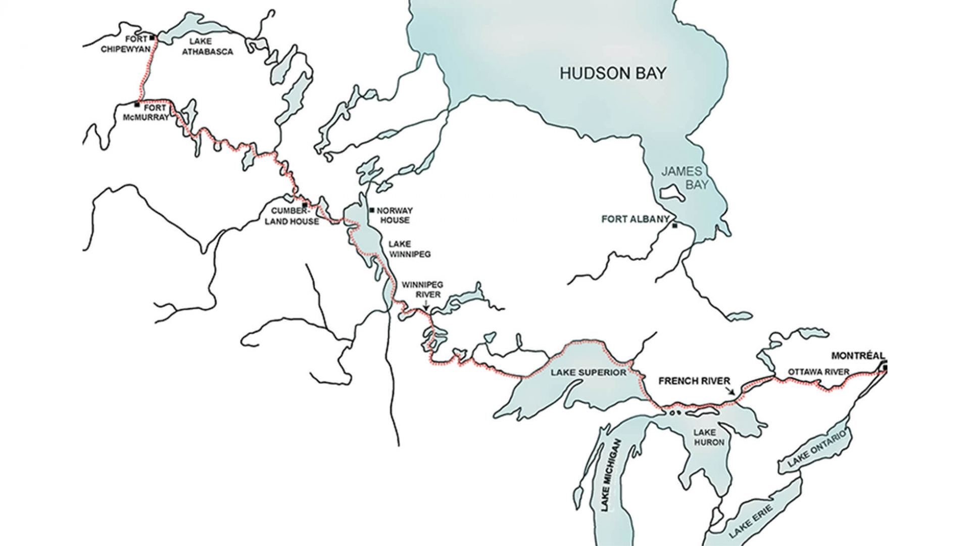Map of area surrounding Hudson Bay.