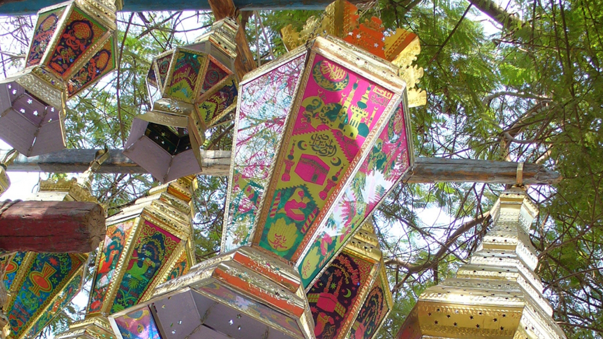 Ramadan lanterns from below.