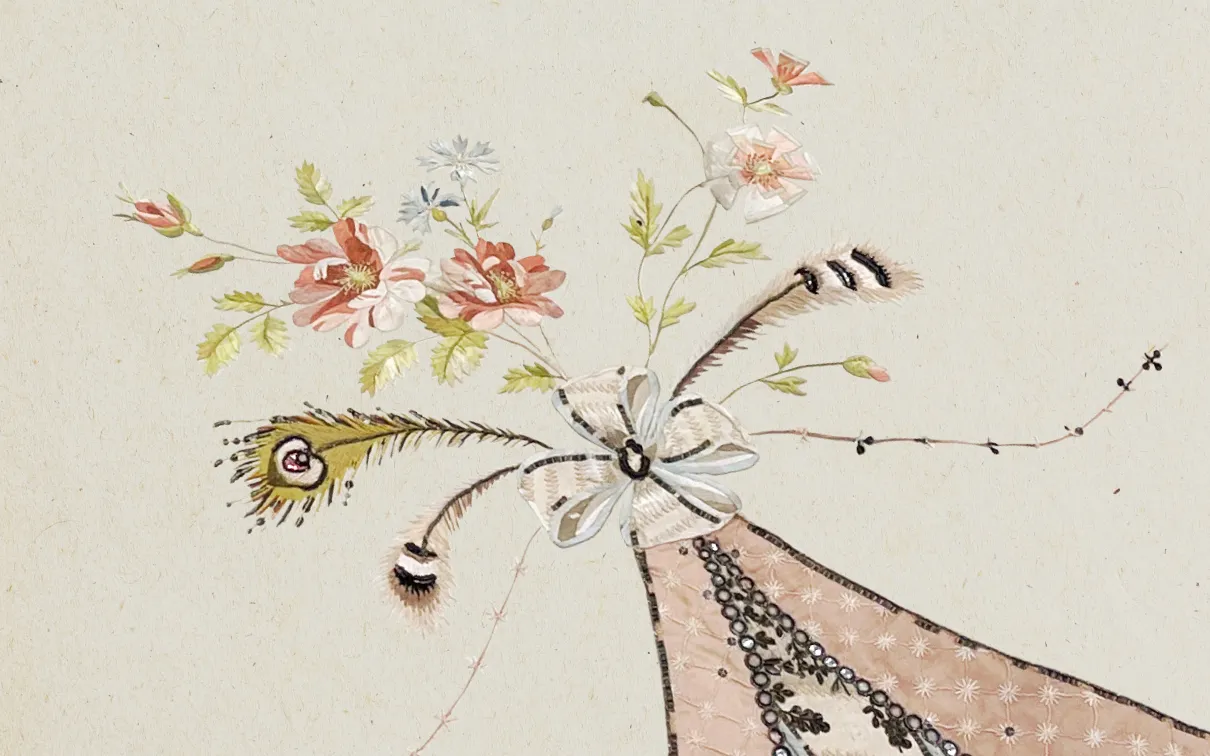 Detail of a dress attributed to Marie-Antoinette. 