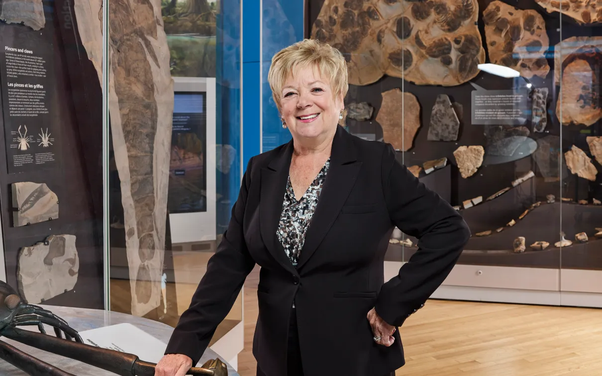 Woman standing in museum gallery
