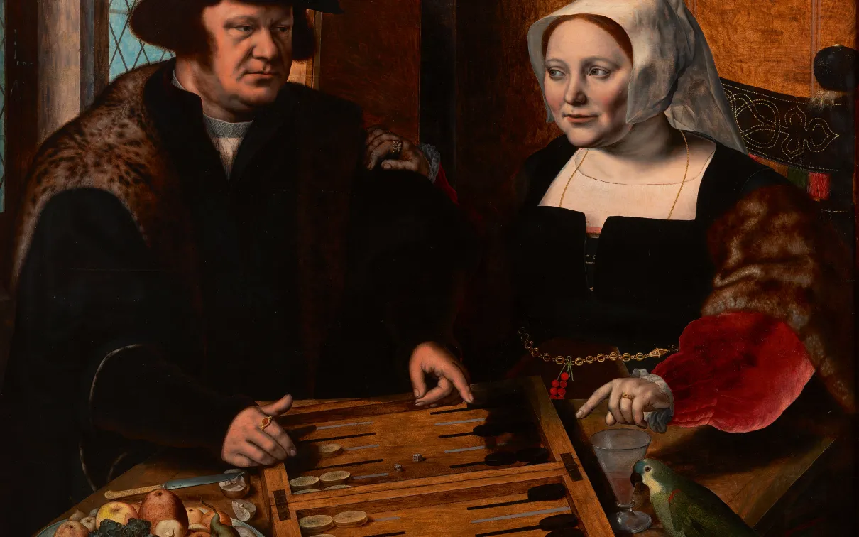 Double Portrait of a Husband and Wife Playing Tables