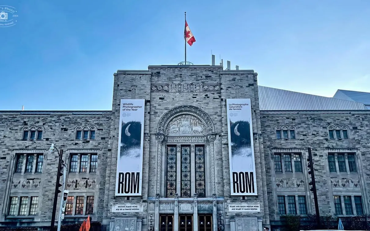 View of the Museum Queen's Park exterior with the Canadian Flag at the top of the building.