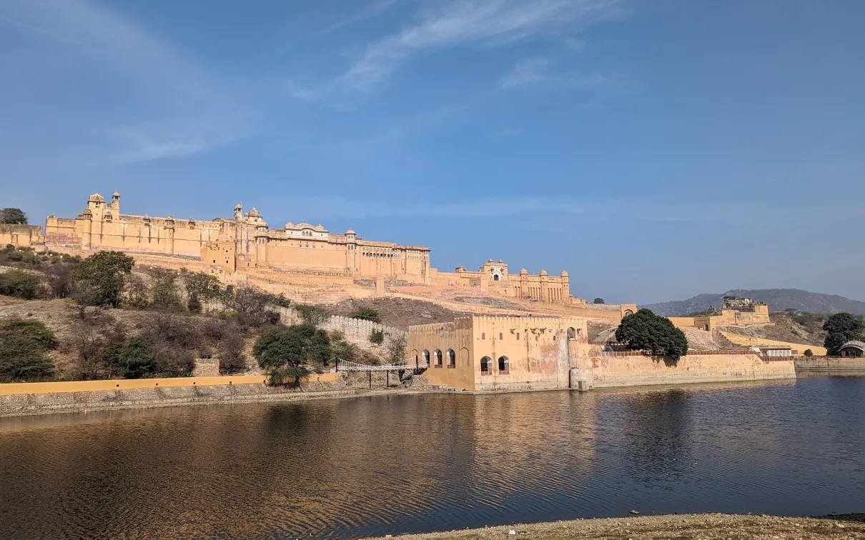 A fort on the banks of a lake