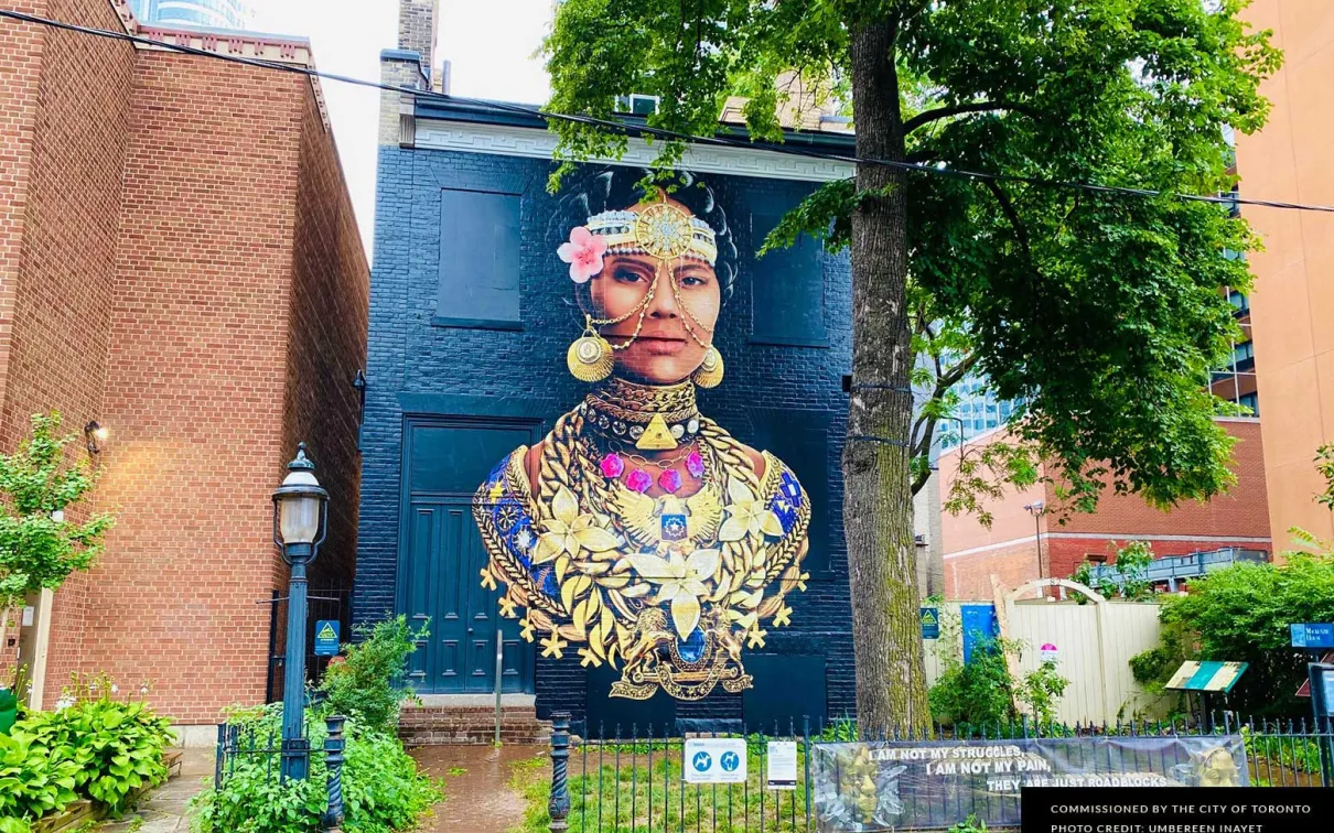 Street art on brick wall
