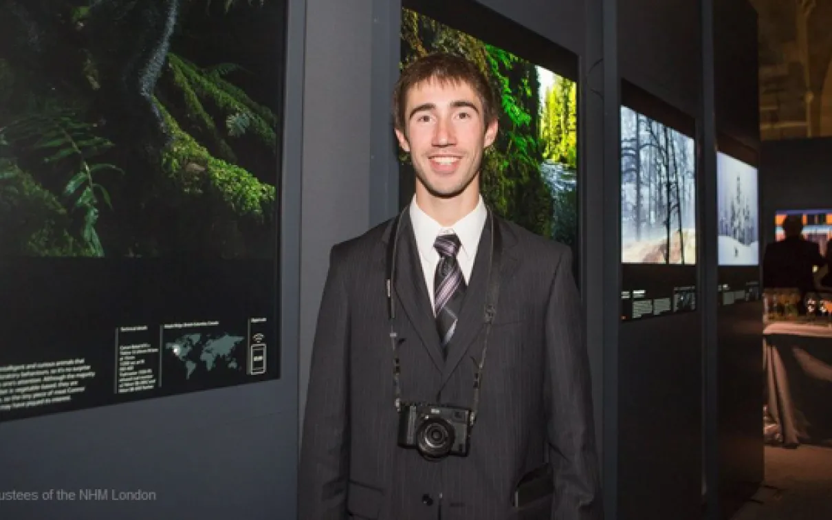 Connor Stefanison at the Wildlife Photographer of the Year Exhibition at Natural History Museum, UK
