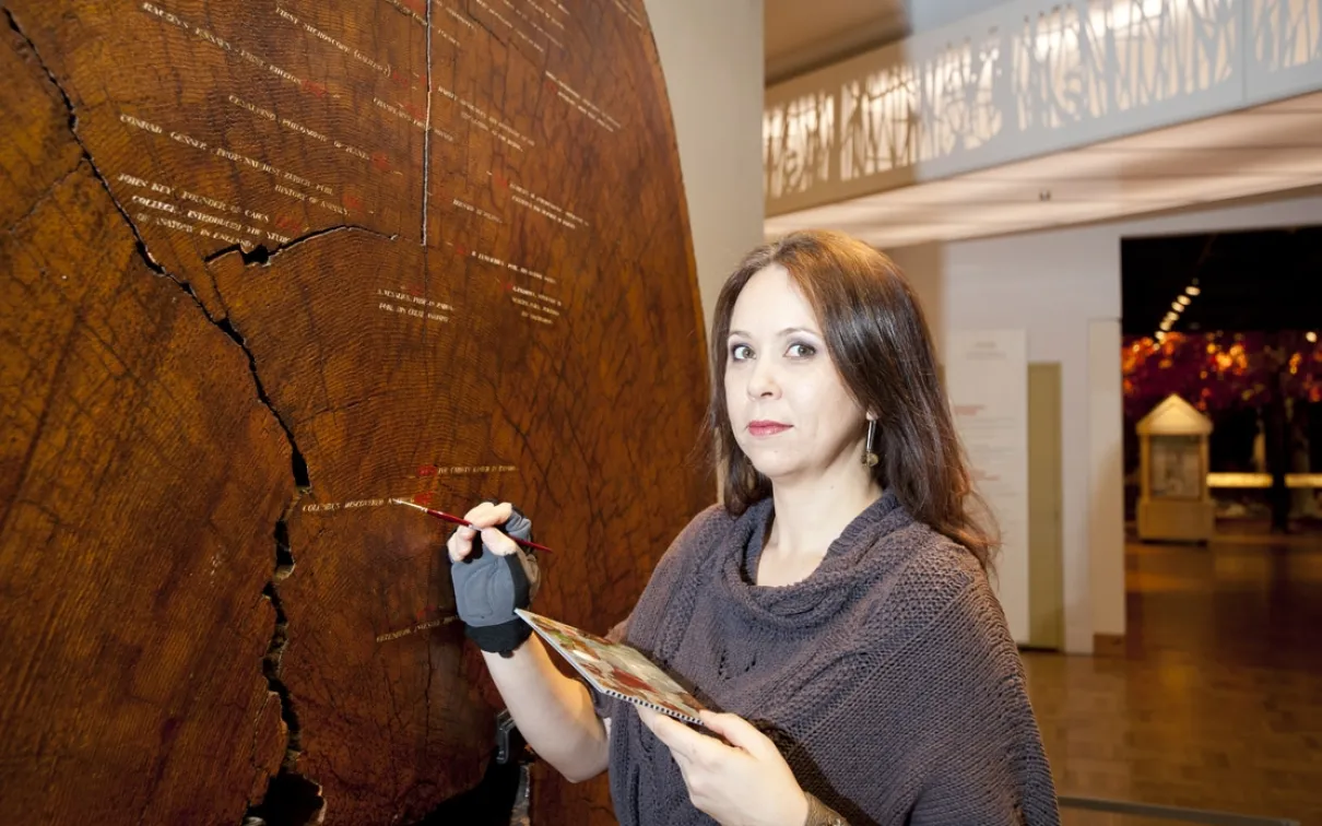 Heidi Sobol conducting conservation work with Tree Cookie
