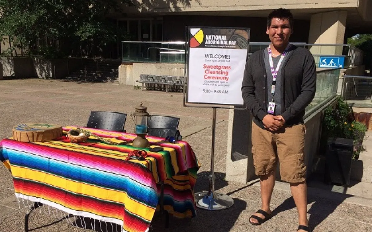 Welcome table outside entrance to the event.
