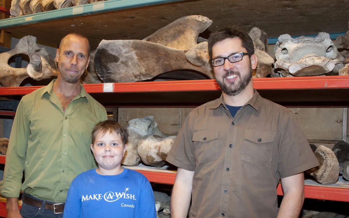 Damien in the collection room with Dr. Hans Larsson and Dr. David Evans.
