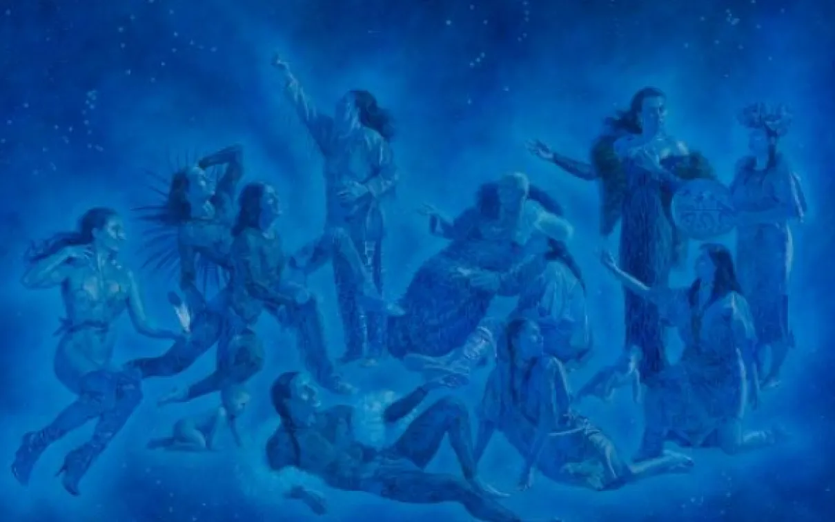 Kent Monkman: Constellation of Knowledge, 2022, Acrylic on canvas, 93” x 124”, Image courtesy of the artist
