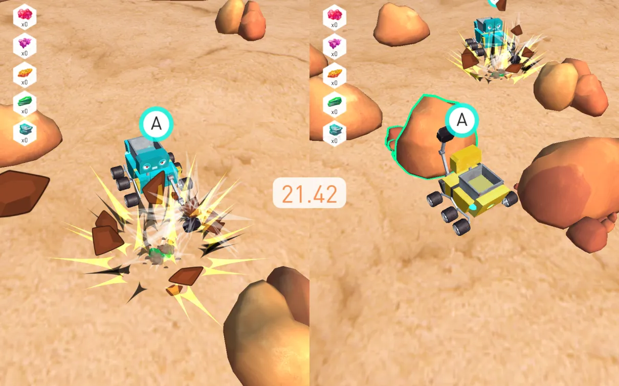 des robots à la recherche de roches sur mars
