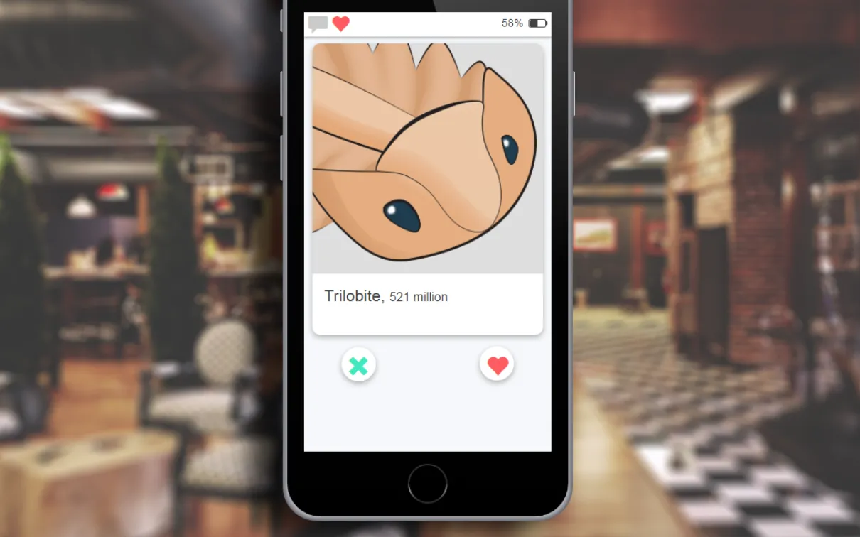 a phone displays a picture of a trilobite
