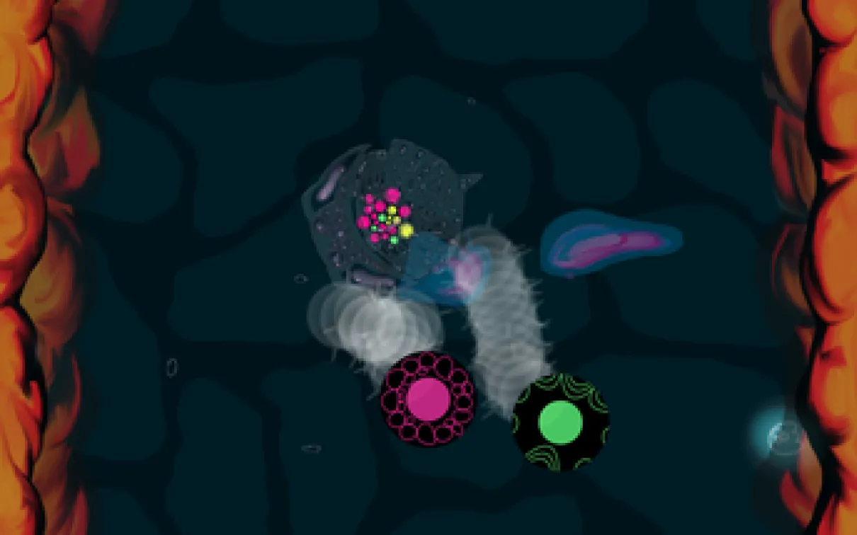 colourful disks combat with one another for survival
