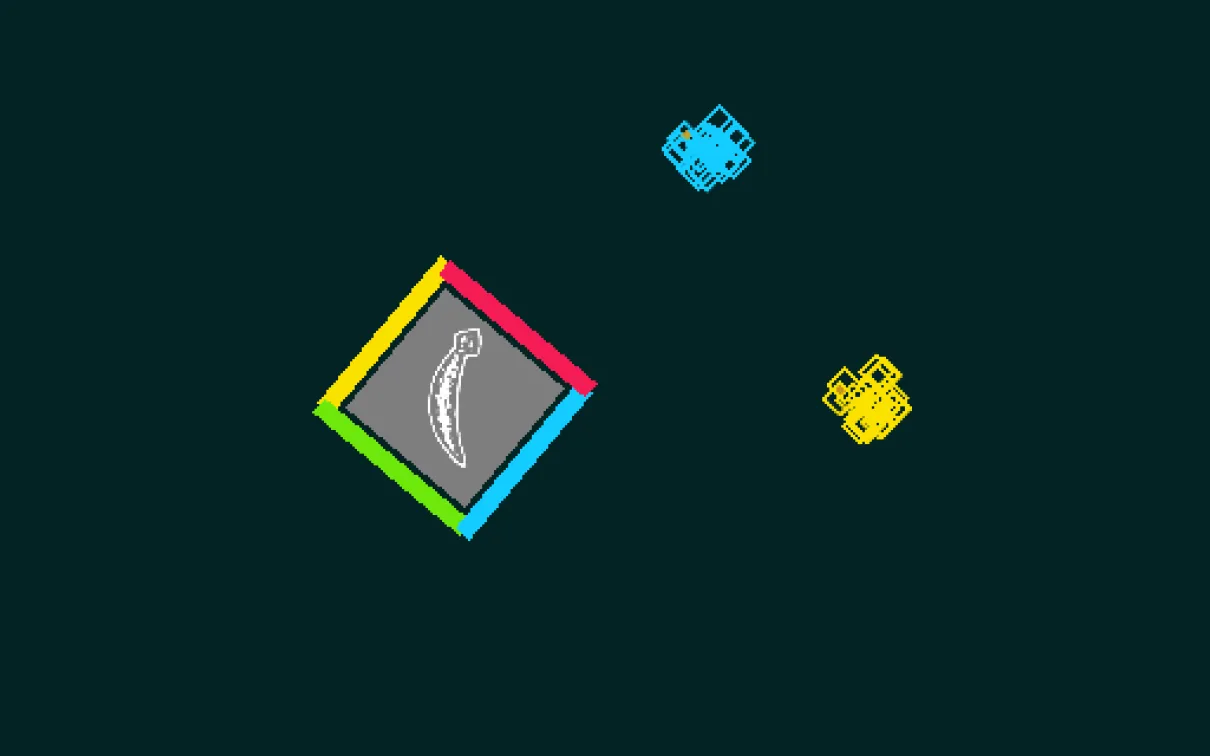 coloured blocks approach a square with coloured sides
