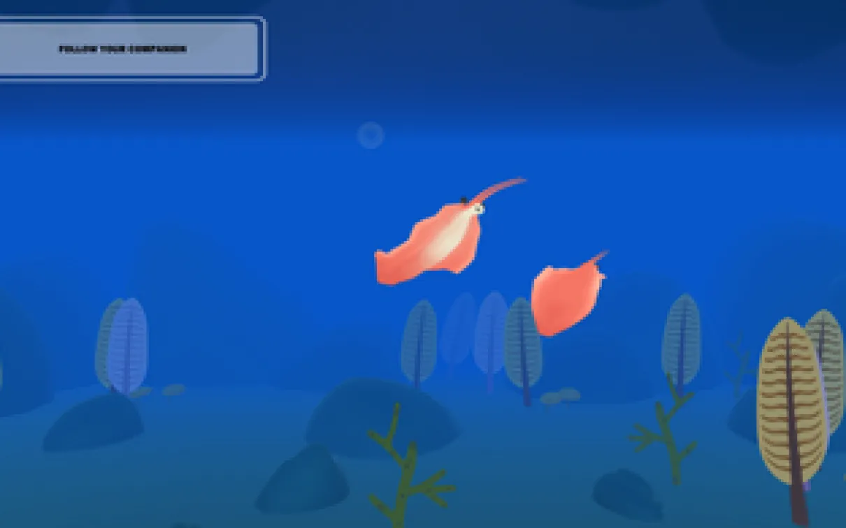 une créature en suit une autre à travers l'océan
