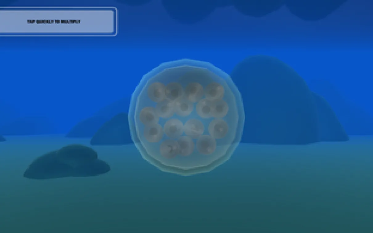 de nombreuses cellules à l'intérieur d'une membrane cellulaire sur un fond aqueux
