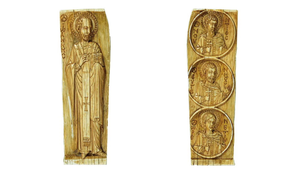 Imperial Court ivory panel, front and back.