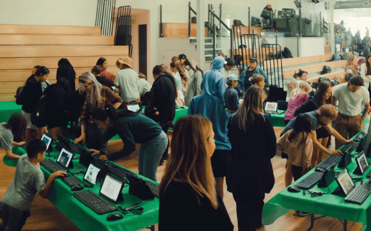 Crowd at the annual Hack the ROM showcase at Ubisoft Toronto