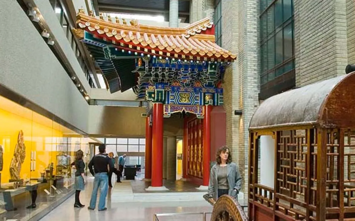 Chinese Imperial Palace, Yellow glazed roof tiles were reserved exclusively for buildings built for the Emperor. Chinese artisans from the National Museum of Chinese Architecture in Beijing assembled a life-sized component of a Chinese Imperial Palace building here in the traditional style