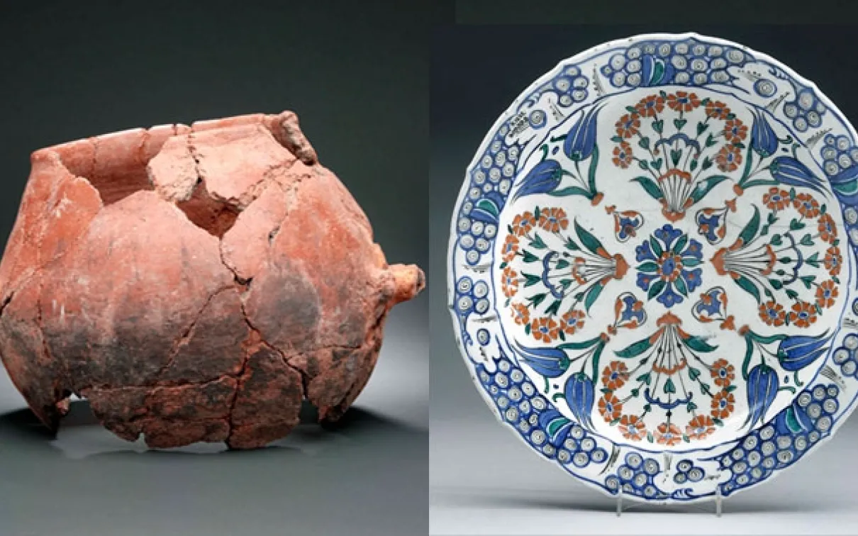 Galerie Wirth du Moyen-Orient Contrairement à d'autres matériaux, la poterie ne peut pas pourrir ou être fondue pour être réutilisée. Généralement la découverte archéologique la plus courante, la poterie nous en apprend beaucoup sur le style et l'influence artistiques. Examinez notre exposition progressive de poteries trouvées dans la région, datant du 4e millénaire avant J.-C. au 19e siècle après J.-C.