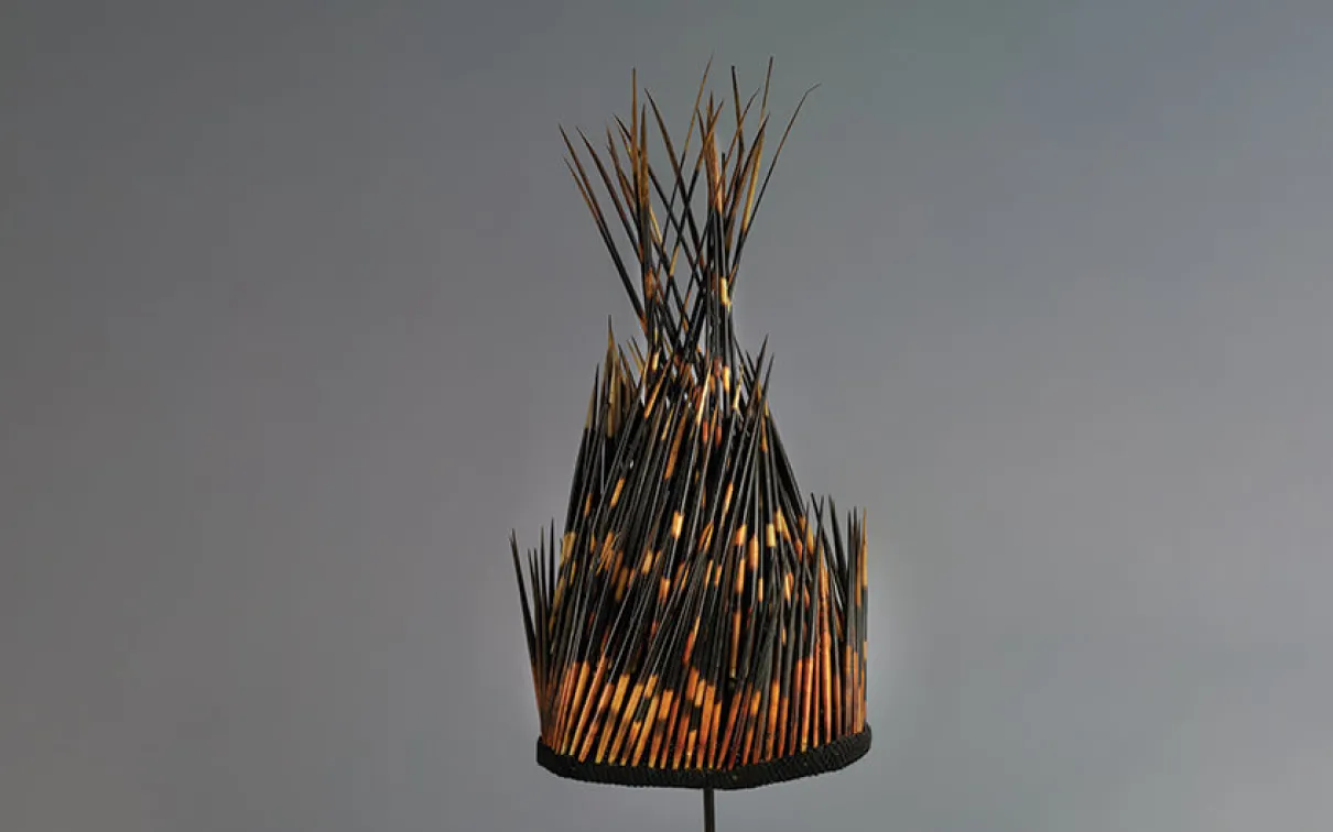 Ceremonial cap made from porcupine quills.