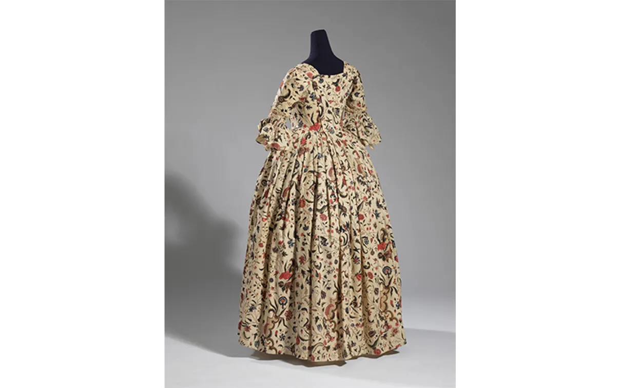 1740s Indian chintz English overdress.
