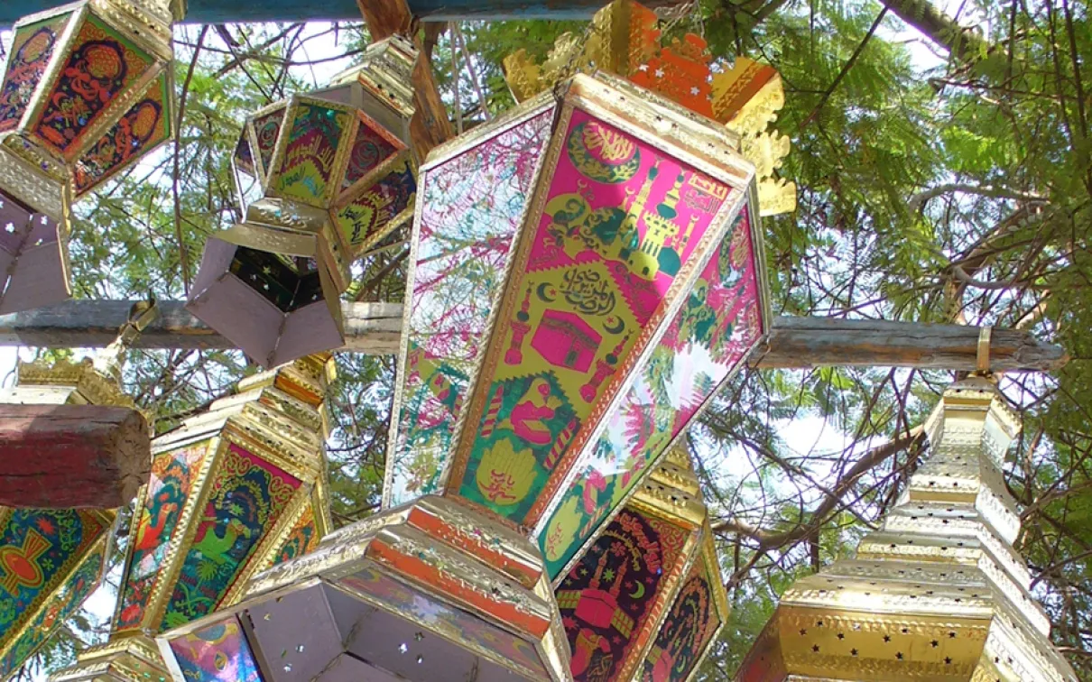 Ramadan lanterns from below.