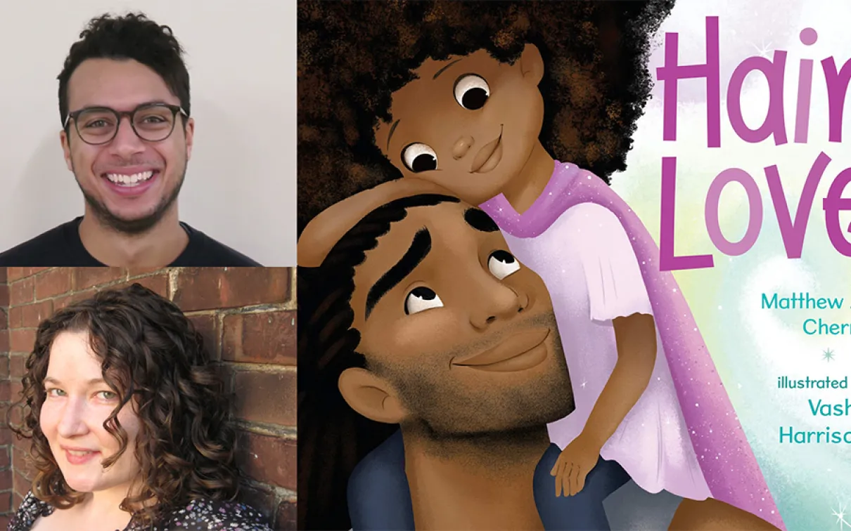 Sarah Elliott et Christian Blake avec la couverture du livre Hair Love.
