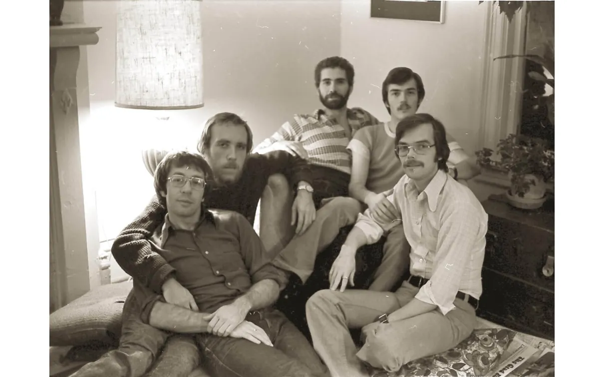 Gerald Hannon, Robert Trow, Ed Jackson, Herb Spiers and Merv Walker lived and worked together on The Body Politic (TBP), Canada’s gay liberation newspaper.