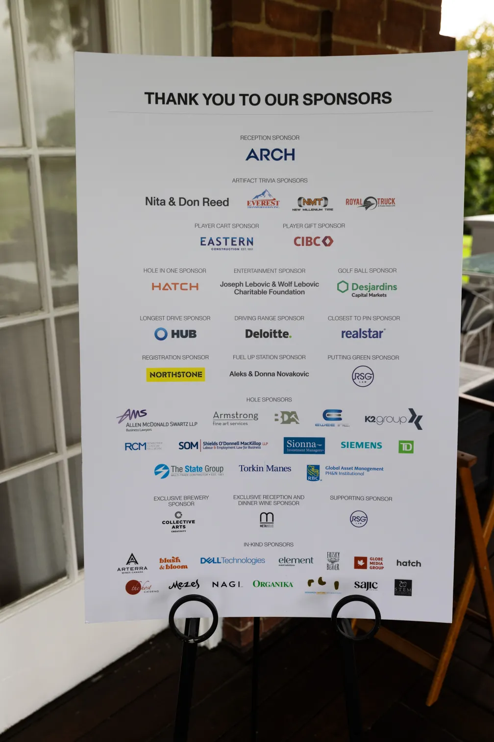 Thank you to our sponsors sign recognizing all of our golf sponsors