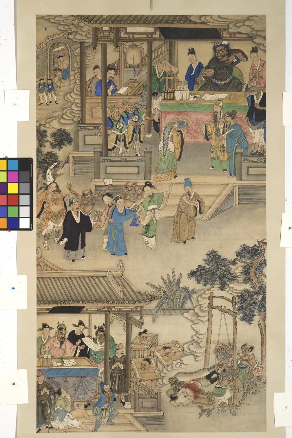 19th century Qing Dynasty Chinese hanging scroll “Judgement and Punishment in Hell”, 991.208.1. © ROM and Gift of Mrs. Mildred Amos Hayslip.
