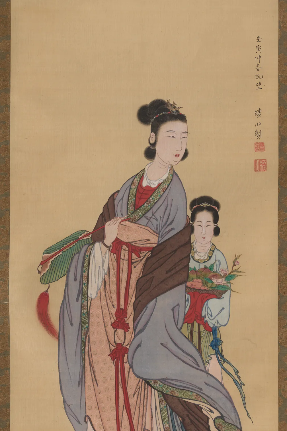 Edo period Japanese hanging scroll of Seiōbo (Queen Mother of the West), 1782, 993.115.1. © ROM and Gift of Mariko Uyeda Curry.