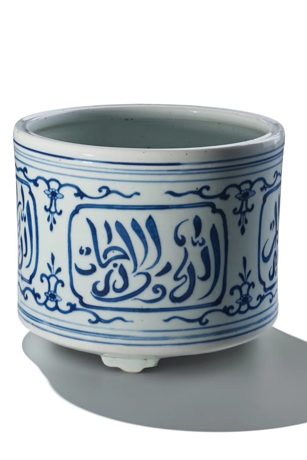 porcelain incense burner with blue paint