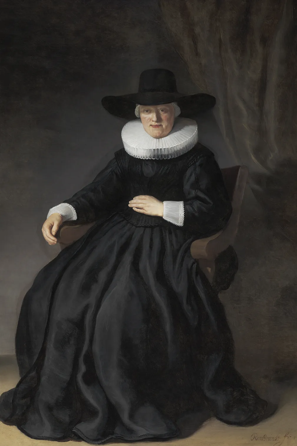 Oil painting of woman by Rembrandt van Rijn