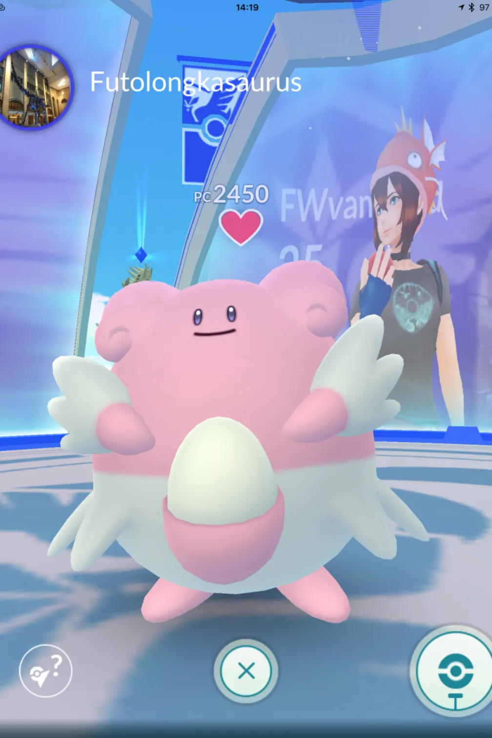 Screencap of Pokemon in the Futalognkosaurus gym
