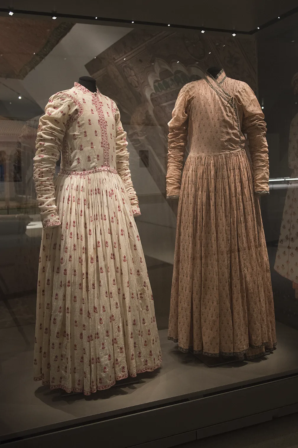 Man’s robe (angarkha),  late 18th century–early 19th century. Embroidered white cotton and silk thread.