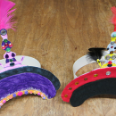 two sample court hats made by students doing the activity