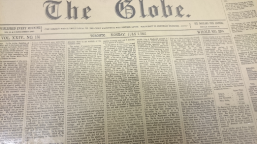 The Globe and Mail Newspaper, July 1, 1867