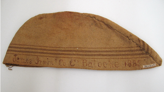 a hat made from an old flour sack