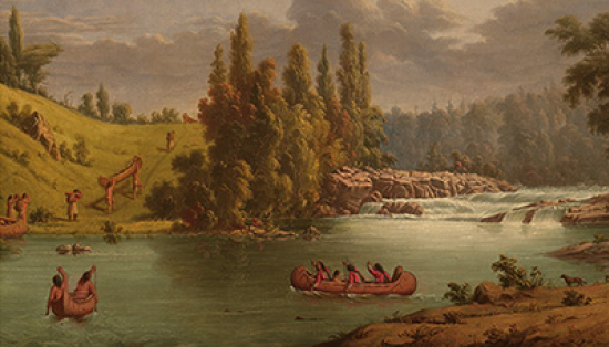 Painting of canoes.