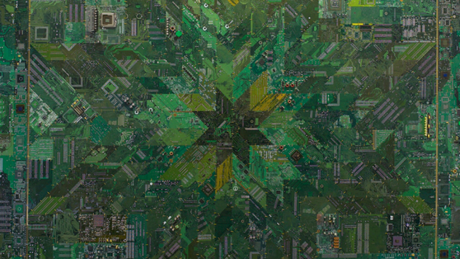Art made from computer motherboard.