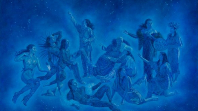Kent Monkman: Constellation of Knowledge, 2022, Acrylic on canvas, 93” x 124”, Image courtesy of the artist