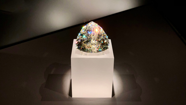 Rare cerussite gem on display called the Light of the Desert.