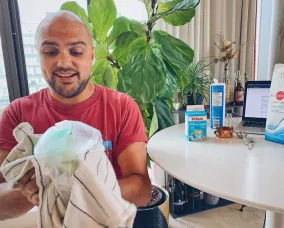 Shaking ice cream in a bag.