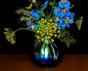 Blue Poppy in a Blue and White Chinese Vase, T. M. Glass, 2018.