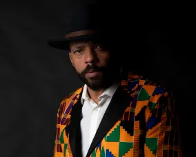 Man in colourful jacket