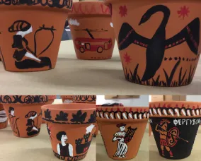 A variety of black- and red-figure pottery.