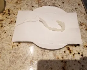 Finished crystals drying on a paper towel